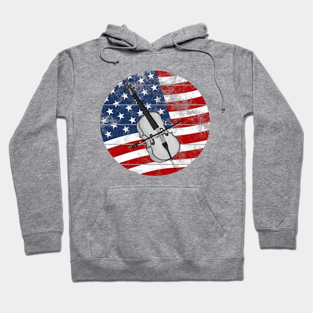 Cello USA Flag Cellist Musician 4th July Hoodie by doodlerob